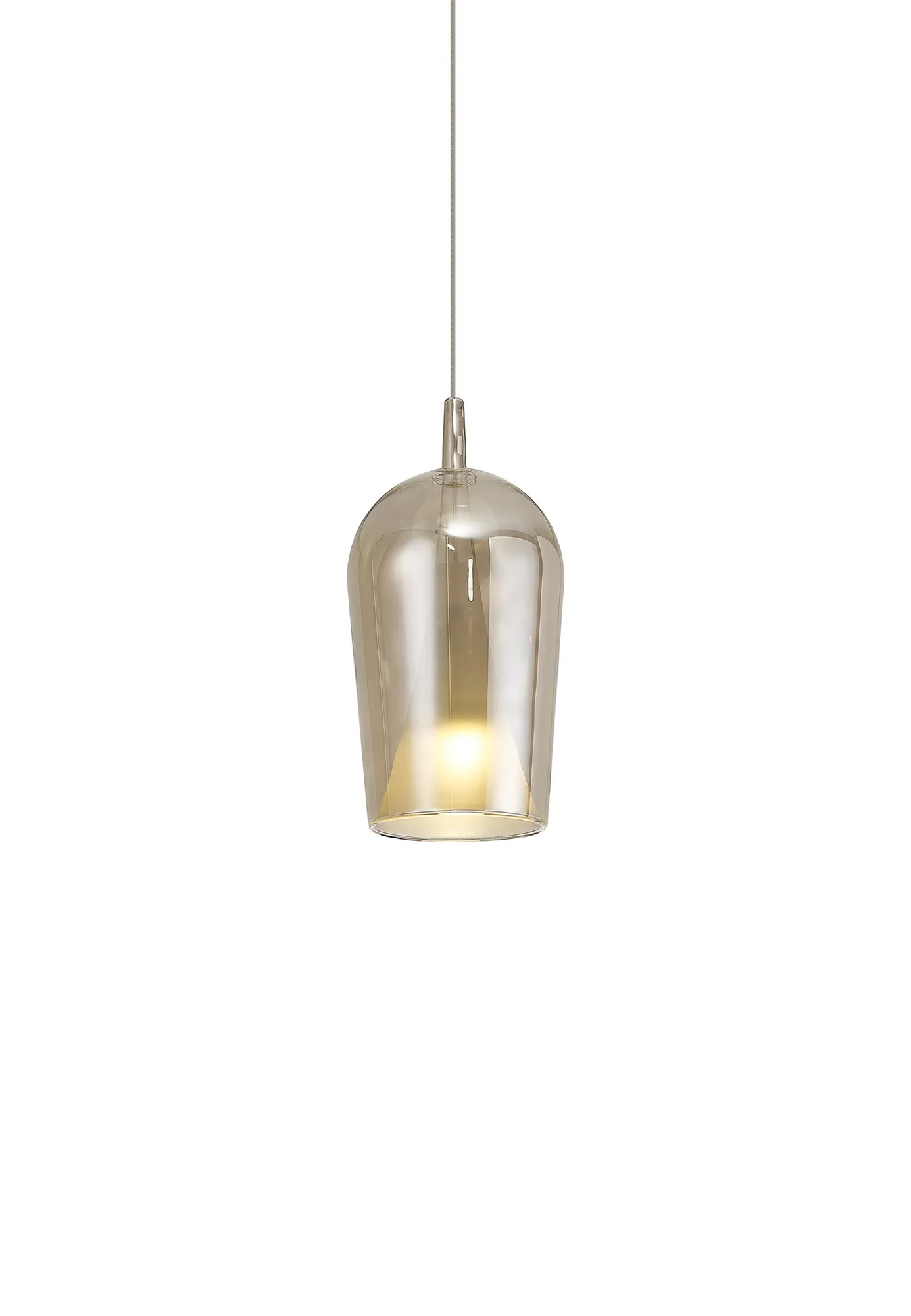 M8254  Elsa Assembly Pendant (WITHOUT PLATE) Champagne Glass Shade 1 Light Bronze Glass